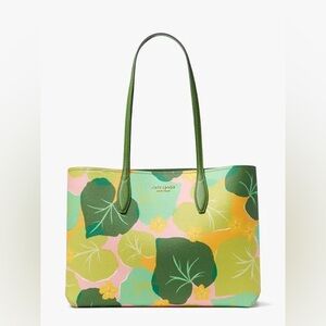 KATE SPADE ALL DAY CUCUMBER FLORAL LARGE TOTE BAG